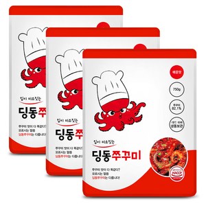 쭈꾸미 종결자-딩동쭈꾸미 750g 3인분 (무료배송) 집들이 술안주 캠핑 밀키트 양념쭈꾸미볶음, 02.매운맛 (750g/3인분) x 3팩, 3개