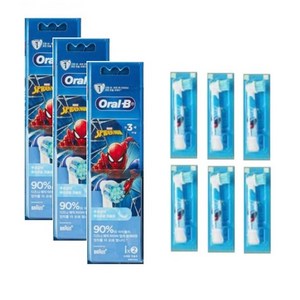 (6입) 오랄비 스테이지스 파워 스파이더맨 남아 남자 어린이 리필 칫솔모 EB10 - 6