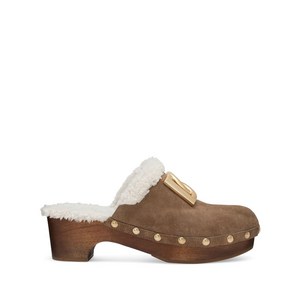 돌체앤가바나 로고 장식 스웨이드 클로그, Europe 37(KR 240), 브라운계열