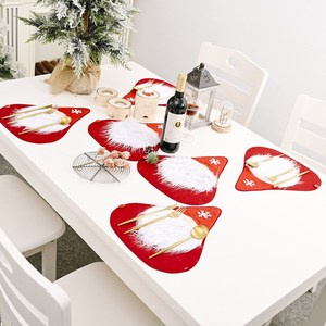 JIEME 크리스마스 장식 제품 얼굴이없는 인형 조합 테이블 플래그 크리 에이 티브 노인 식탁보 가족 식사 매트