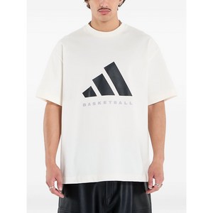 아디다스 바스켓볼 로고 프린트 티셔츠, 화이트계열, S(KR 95)