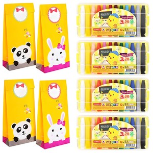 동아 어린이집 생일선물 노랑병아리 손에 묻지 않는 크레용 4p + 포장패키지 4p