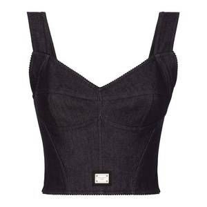 돌체앤가바나 로고 태그 데님 코르셋 탑, 블랙계열, Italy 48(KR 77)
