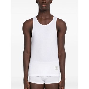 톰 브라운 로고 아플리케 골지 탱크 탑