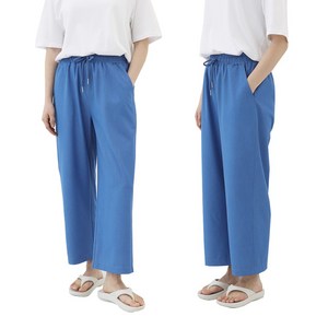 비비진 여성 시원한 청량 와이드 일자핏 얇은 밴딩팬츠 1+1