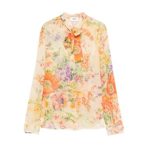 셀린느 플로럴 프린트 타이 넥 셔츠, 옐로우계열, FR 40(KR 66)