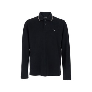 엠포리오아르마니 로고 디테일 긴소매 폴로 셔츠, 블랙계열, Standard XXL(KR 110)