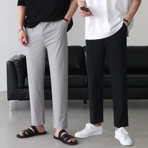 베이직바이블 [1+1]남자 아이스 쿨링 냉감 바지 링클프리 시원한 여름 밴딩 사방스판 빅사이즈 커플 슬랙스
