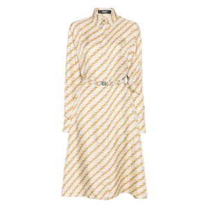 베르사체 오블리크 체인 프린트 셔츠 드레스