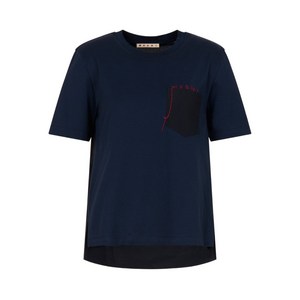 마르니 로고 자수 포켓 티셔츠, 블루계열, Italy 40(KR 55)