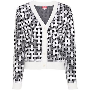 겐조 자카드 패턴 가디건, 화이트계열+블랙계열, Standard XS