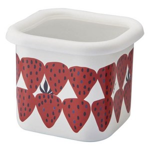 다마하시 플룬 법랑 큐브 밀폐용기 레드 스트로베리 S 850ml 일본제