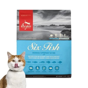 오리젠 전연령 6 피쉬 고양이 건식사료, 생선, 1.8kg, 1개