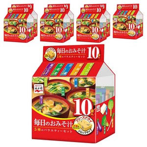 나가타니엔 매일의 미소 된장국 5종 버라이어티 동결건조 블록 타입 10개입 51g 4개