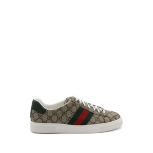 구찌 로고 패턴 웹 스트라이프 스니커즈, UK 8(KR 270), 베이지계열