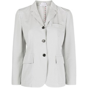 톰 브라운 스트라이프 시어서커 싱글 브레스티드 블레이저, 그레이계열+화이트계열, Italy 44(KR 77)