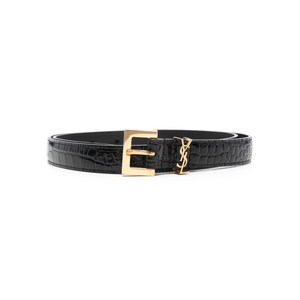생로랑 Cassandre crocodile-embossed belt, Length (cm) 95, 블랙계열