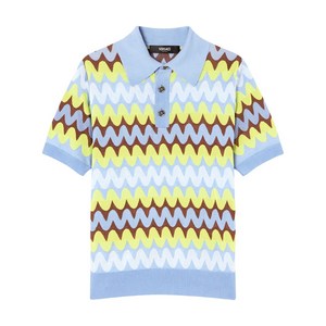 베르사체 웨이브 폴로 셔츠, 블루계열+옐로우계열, Italy 50(KR 105)