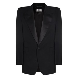 생로랑 피크드 라펠 턱시도 재킷, 블랙계열, France 48