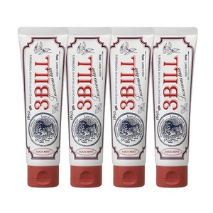 [고불소 1450ppm 강력구취]쓰리빌 하이앤드 고불소치약 구취케어 치약 아쿠아민트향, 200g, 4개