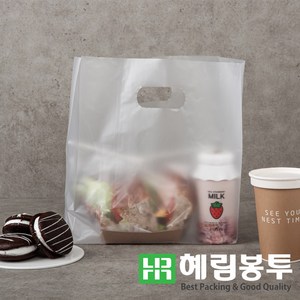 HD비닐쇼핑백(M자형) 링봉투 치킨 베이커리 배달 테이크아웃, 100장