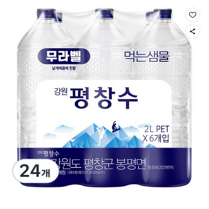평창수 무라벨 생수, 2L, 24개