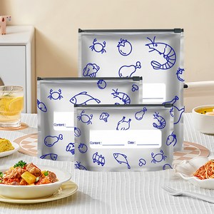 NIUFLY 다회용 슬라이더 지퍼백 냉장고정리 은박봉투 냉장 냉동 겸용 스탠딩 지퍼백, 50개, 혼합, 1세트