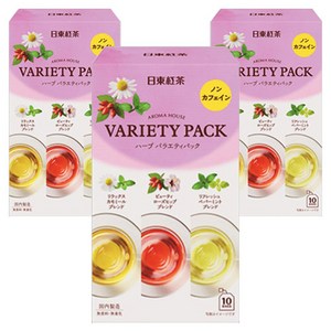 닛토홍차 아로마 하우스 허브 버라이어티 팩 허브 티백, 10개입, 3개