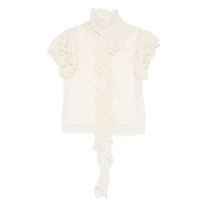 디올 러플 레이스 디테일 블라우스