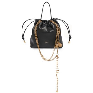 끌로에 미니 드로스트링 레더 버킷 백