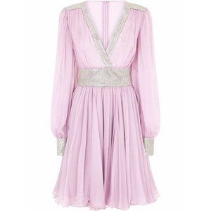 돌체앤가바나 V넥 시폰 미니 드레스, 바이올렛/보라계열, Italy 36(KR 33)