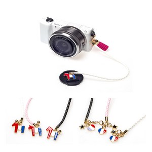 이너스 카메라 렌즈캡 분실방지 액세서리 - 조랑말과 하트, 1개, 22cm-블랙