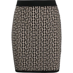 발망 모노그램 자카드 미니 스커트, 블랙계열+베이지계열, France 38(KR 66)