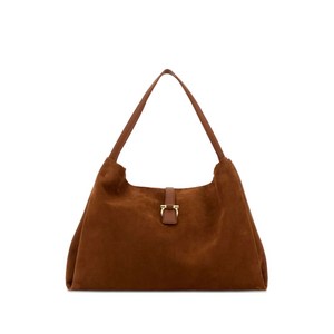 페라가모 간치니 디테일 스웨이드 숄더 백