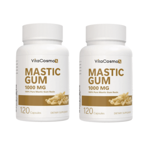 [미국제조사 직배송] 2병 VitaCosmoX 비타코스모엑스 매스틱검 매스틱 검 Mastic Gum 1000mg 120캡슐, 2개, 120정