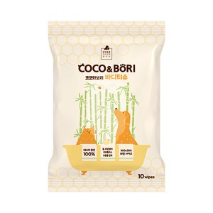 코코와보리 대나무(뱀부)100% 강아지 바디티슈 고양이 샤워목욕티슈 10매, 1팩