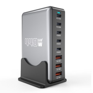 PYHO 초고속 충전케이블 GaN 440W PPS PD.3.0 c타입 8포트 멀티 충전기 어댑터 타입 100w 초고속 5C3A