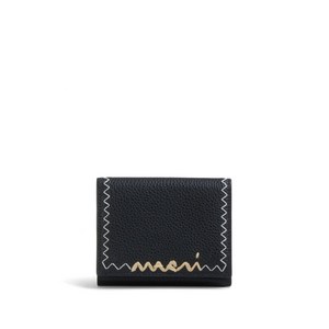 마르니 로고 자수 가죽 지갑