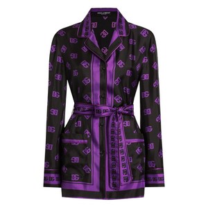 돌체앤가바나 DNA DG 로고 프린트 셔츠, 블랙계열+바이올렛/보라계열, Italy 38(KR 33)