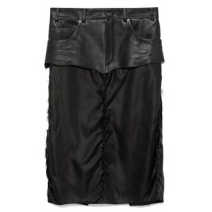 발렌시아가 leather-panel midi skirt