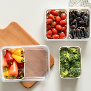 나누담 물빠짐 반반 멀티 채반 밀폐용기, 1.5L, 2개