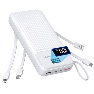 THOUSTA 대용량 보조배터리 20000mAh 4개 충전선 내장됨 일체형 고속충전PD QC3.0 22.5W보조밧데리