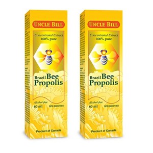 Uncle Bill Bazil Bee Popolis Alcohol Fee liquid extact 60ml 엉클 빌 프로폴리스 알콜 프리 순한맛 60밀리 2병, 2개