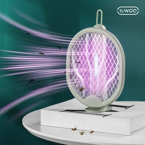 일우 전기모기채 파리채 모기 유인 전자 IW-X01 접이식, 화이트