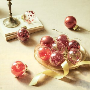 크리스마스 오너먼트볼 트리장식 투명 장식 15P 세트, 레드, 6cm, 6cm, 1세트