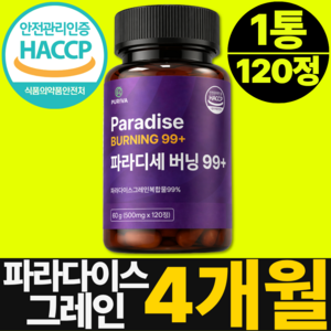 [정품] 파라다이스 그레인 파라디세 버닝 99+ haccp 인증 시설 제조, 120정, 1세트