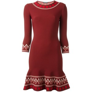 알렉산더맥퀸 패턴 A-라인 드레스, 레드계열, Standard L(KR 77)