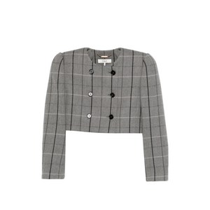 끌로에 더블 브레스티드 체크 재킷, 그레이계열+블랙계열, France 34(KR 55)