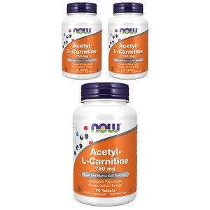 나우푸드 아세틸 L-카르니틴 750mg 타블렛 비건, 90개입, 90정, 3개