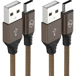 신지모루 USB-C 타입 더치 패브릭 케이블, 1m, 브라운, 2개입